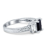 Three Stone Emerald Cut Gold Ring