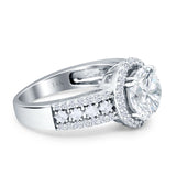 Round Halo Bridal Gold Ring
