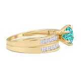 Two Piece Round Solitaire Half Eternity Cathedral Ring