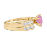 Two Piece Round Solitaire Half Eternity Cathedral Ring