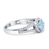 Round CZ Halo Split Shank Gold Ring