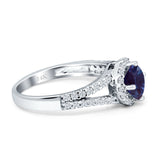 Round Halo Split Shank Gold Ring