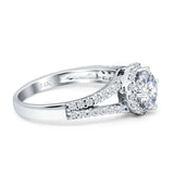Round Halo Split Shank Gold Ring