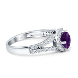 Round Halo Split Shank Gold Ring