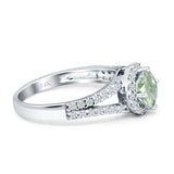 Round Halo Split Shank Gold Ring
