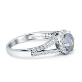 Round Halo Split Shank Gold Ring