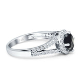 Round Halo Split Shank Gold Ring