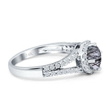 Round Halo Split Shank Gold Ring