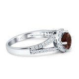 Round Halo Split Shank Gold Ring