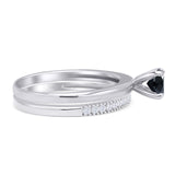 Two Piece Round Solitaire Eternity Gold Ring