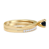 Two Piece Round Solitaire Eternity Gold Ring