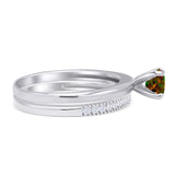 Two Piece Round Solitaire Eternity Gold Ring