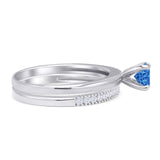 Two Piece Round Solitaire Eternity Gold Ring