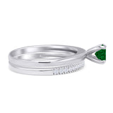 Two Piece Round Solitaire Eternity Gold Ring