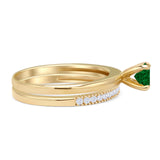 Two Piece Round Solitaire Eternity Gold Ring