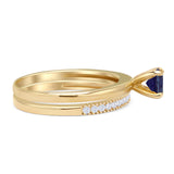 Two Piece Round Solitaire Bridal Gold Ring