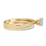 Two Piece Round Solitaire Bridal Gold Ring
