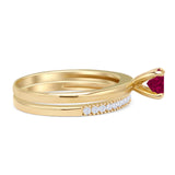 Two Piece Round Solitaire Eternity Gold Ring