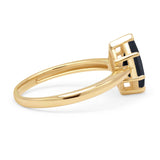 Marquise Black CZ Solitaire Gold Ring