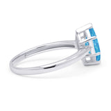 Marquise Lab Created Blue Opal Solitaire Gold Ring