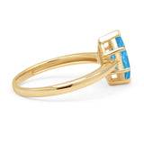 Marquise Lab Created Blue Opal Solitaire Gold Ring