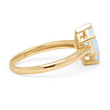 Marquise Lab Created White Opal Solitaire Gold Ring