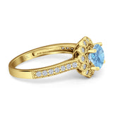 Round Floral Vintage Style Gold Ring