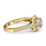 Round Floral Vintage Style Gold Ring