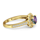 Round Flower Vintage Style Gold Ring