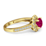 Round Flower Vintage Style Gold Ring