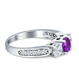 Three Stone Round CZ Gold Ring