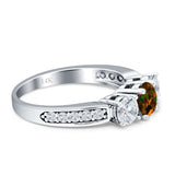 Three Stone Round CZ Gold Ring