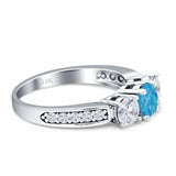 Three Stone Round CZ Gold Ring