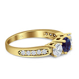 Three Stone Round Gold Ring
