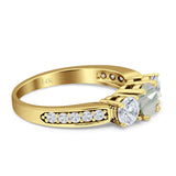 Three Stone Round Gold Ring