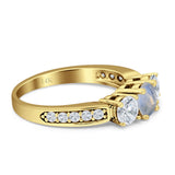 Three Stone Round Gold Ring
