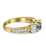 Three Stone Round Gold Ring