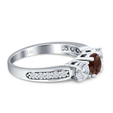 Three Stone Round Gold Ring