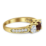 Three Stone Round Gold Ring