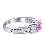 Three Stone Round CZ Gold Ring