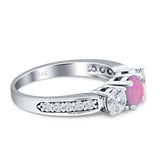 Three Stone Round CZ Gold Ring