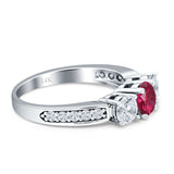 Three Stone Round CZ Gold Ring