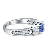 Three Stone Round CZ Gold Ring