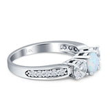Three Stone Round CZ Gold Ring