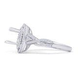 Round Halo Twisted Split Shank Diamond Ring