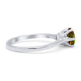 Round Lab Created Black Opal Solitaire Gold Ring