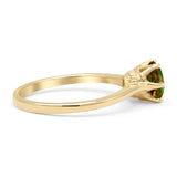 Round Lab Created Black Opal Solitaire Gold Ring