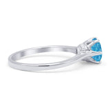 Round Lab Created Blue Opal Solitaire Gold Ring