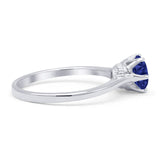 Round Blue Sapphire CZ Solitaire Gold Ring