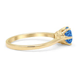 Round Blue Topaz CZ Solitaire Gold Ring